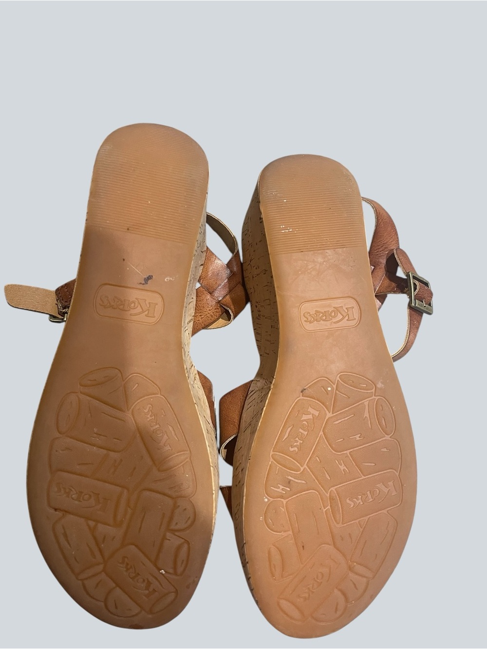 Women's Tan Cork Wedge Sandals - Strappy Comfort - Picture 5 of 6